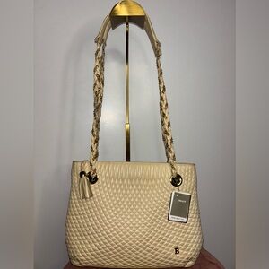 Vintage BALLY Beige Quilted Leather Shoulder Bag Leather